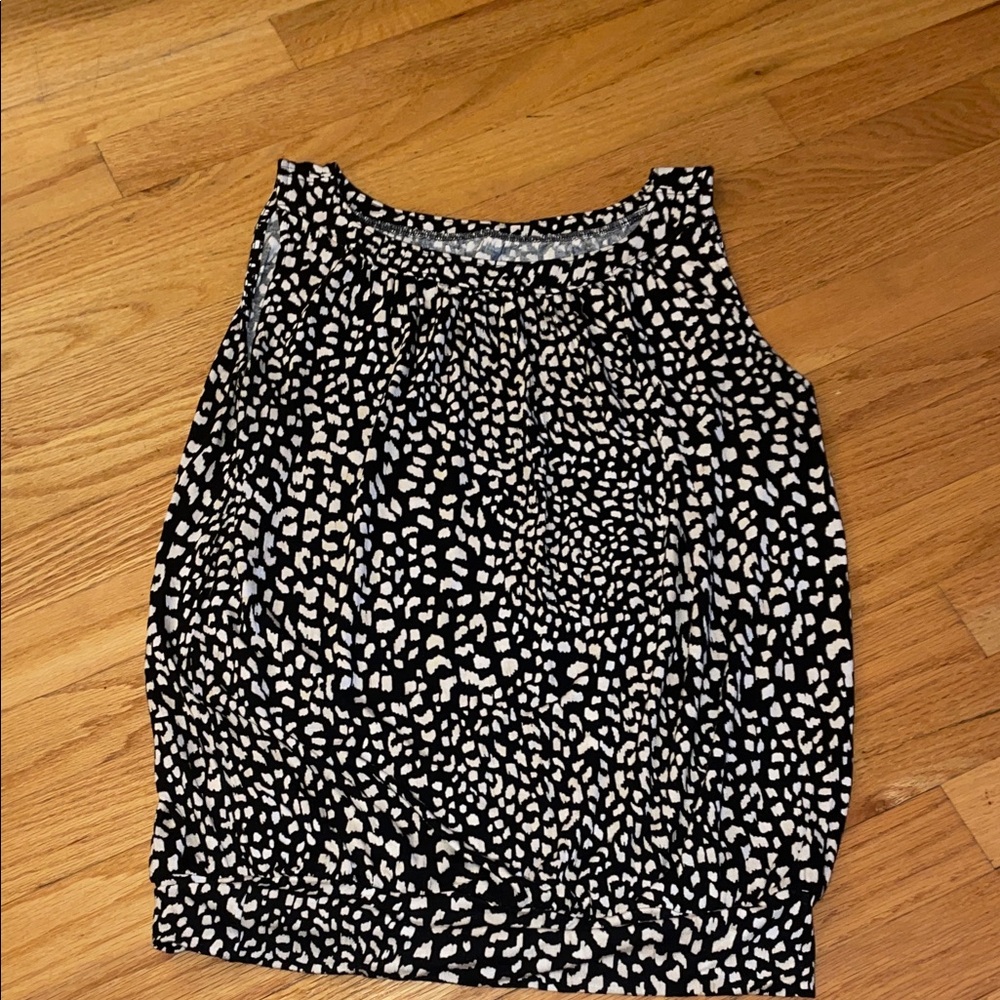 LOFT Black and White Animal Print Blouse
